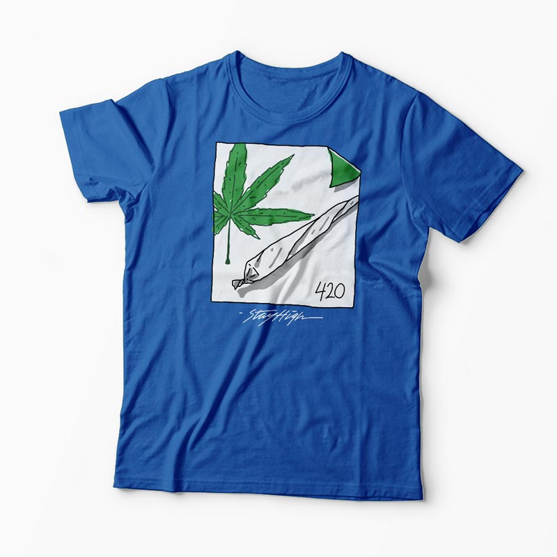 Tricou Personalizat Stay High - Bărbați-Albastru Regal